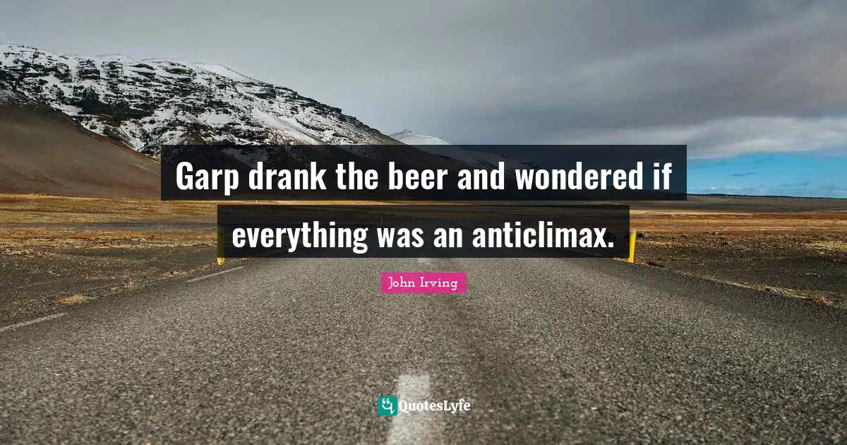 Garp drank the beer and wondered if everything was an anticlimax.