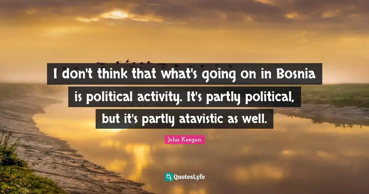 I don't think that what's going on in Bosnia is political activity. It's partly political, but it's partly atavistic as well.