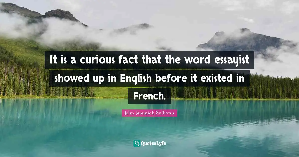 It is a curious fact that the word essayist showed up in English before it existed in French.