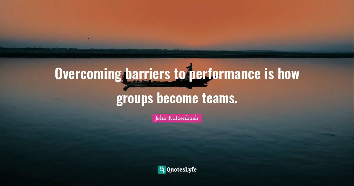 Team Building Quotes: "Overcoming barriers to performance is how groups become teams."