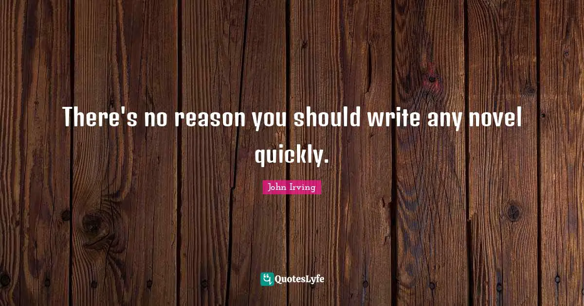 There's no reason you should write any novel quickly.