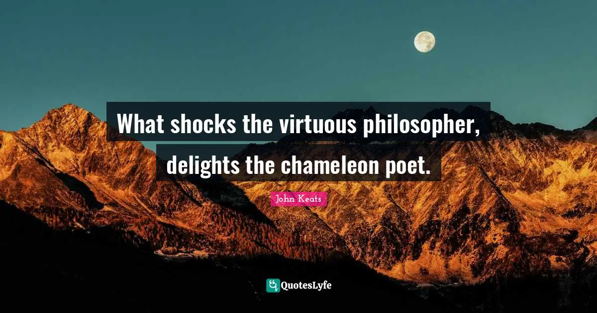 What shocks the virtuous philosopher, delights the chameleon poet.
