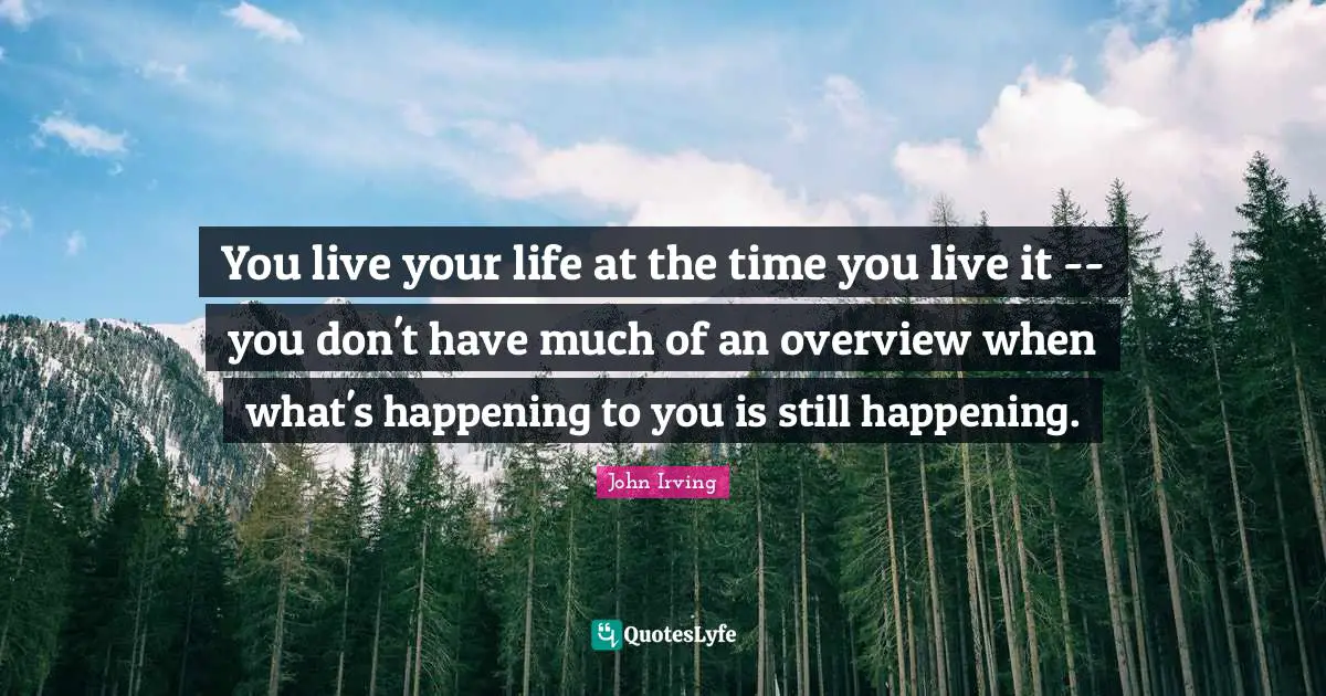 You live your life at the time you live it -- you don't have much of an overview when what's happening to you is still happening.