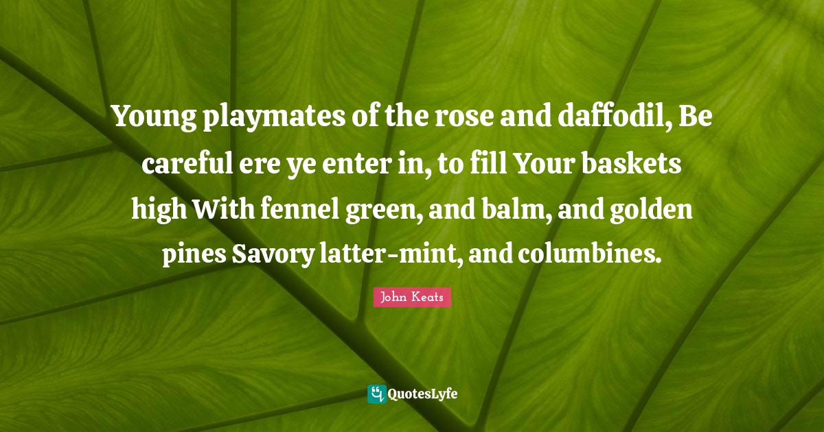 Young playmates of the rose and daffodil, Be careful ere ye enter in