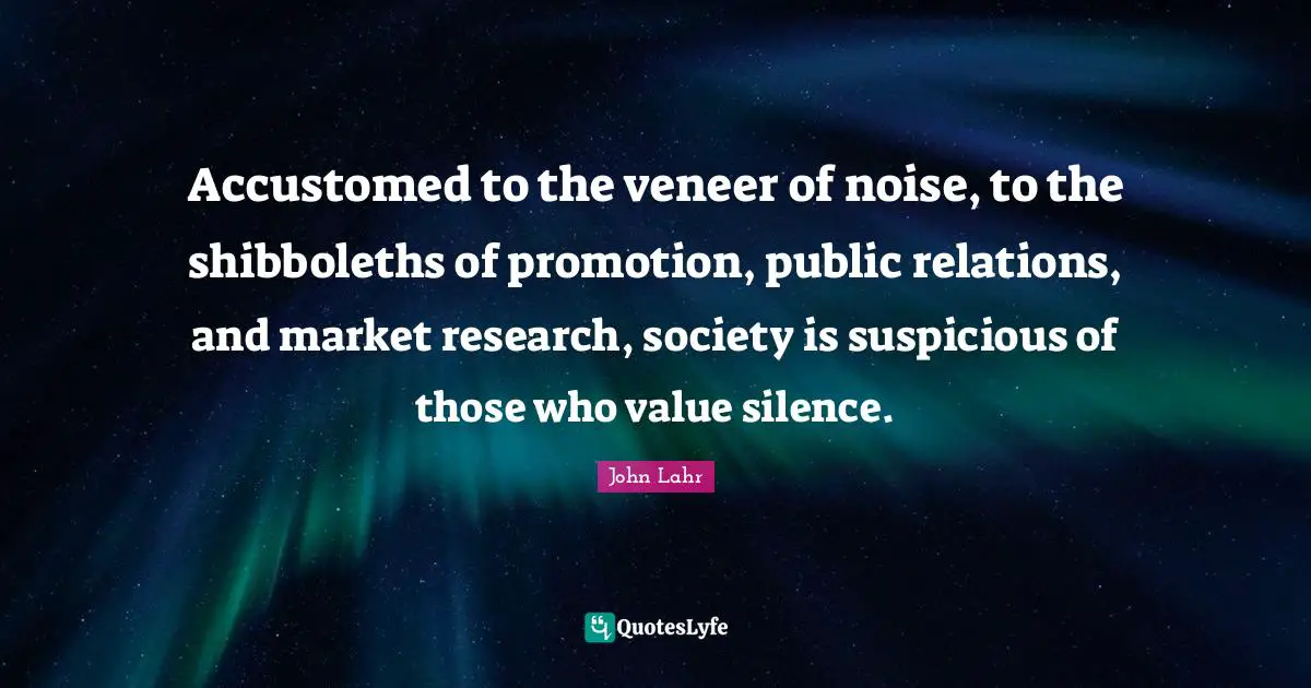 Accustomed to the veneer of noise, to the shibboleths of promotion, public relations, and market research, society is suspicious of those who value silence.