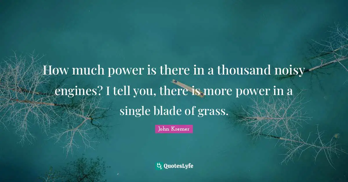 How much power is there in a thousand noisy engines? I tell you, there is more power in a single blade of grass.