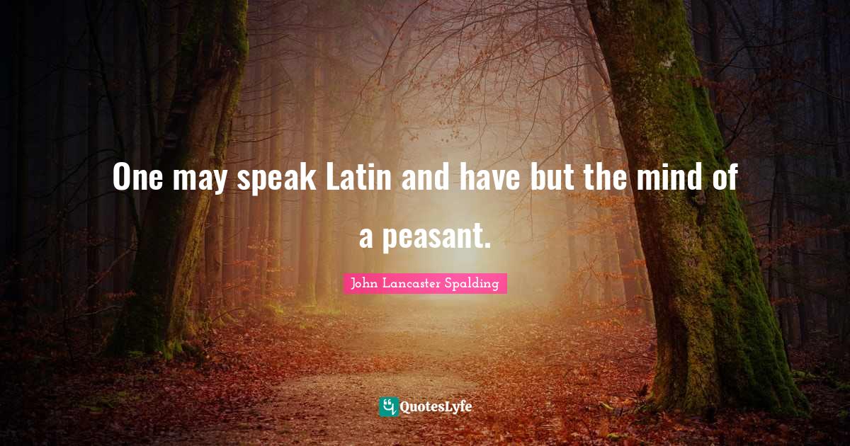 One may speak Latin and have but the mind of a peasant.... Quote by