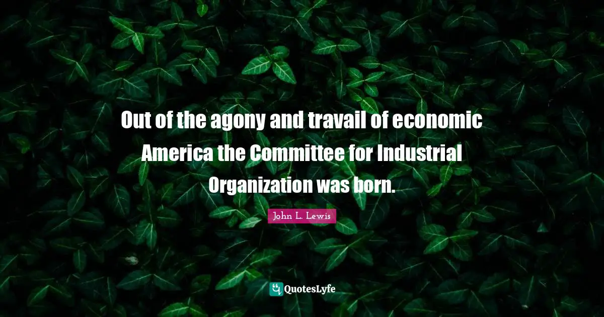 Out of the agony and travail of economic America the Committee for Industrial Organization was born.
