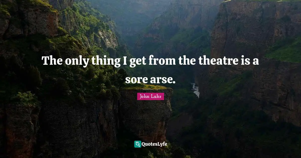 The only thing I get from the theatre is a sore arse.