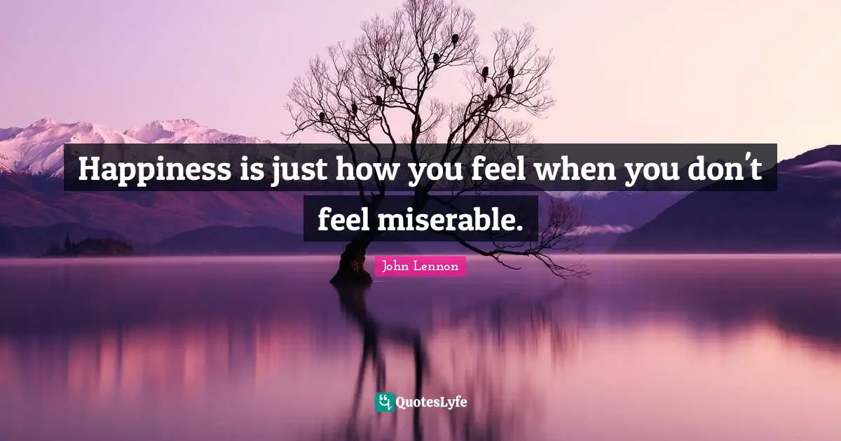 Happiness is just how you feel when you don't feel miserable.