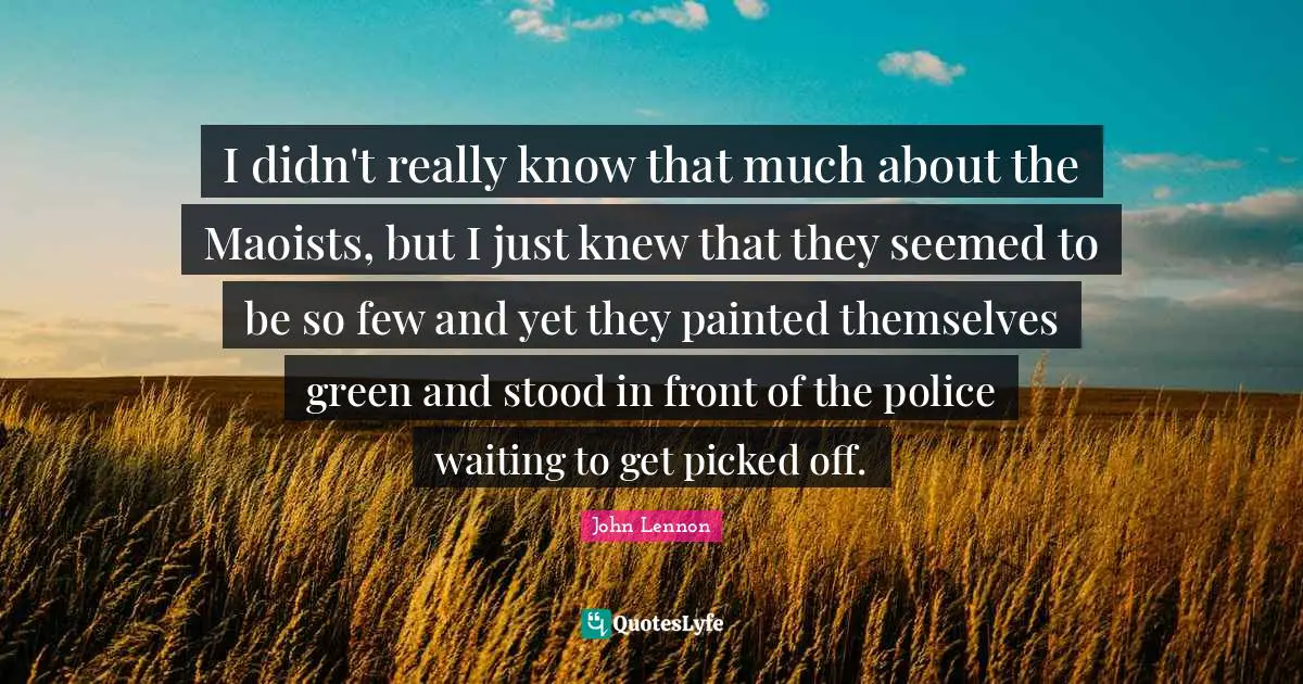 I didn't really know that much about the Maoists, but I just knew that they seemed to be so few and yet they painted themselves green and stood in front of the police waiting to get picked off.