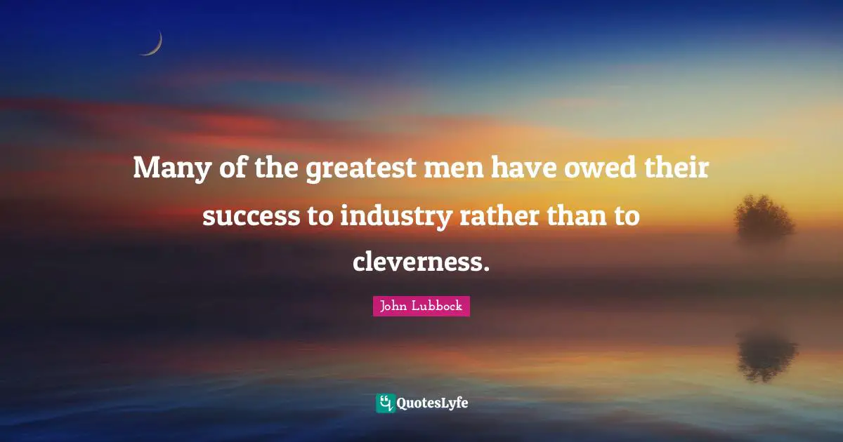 Many of the greatest men have owed their success to industry rather than to cleverness.