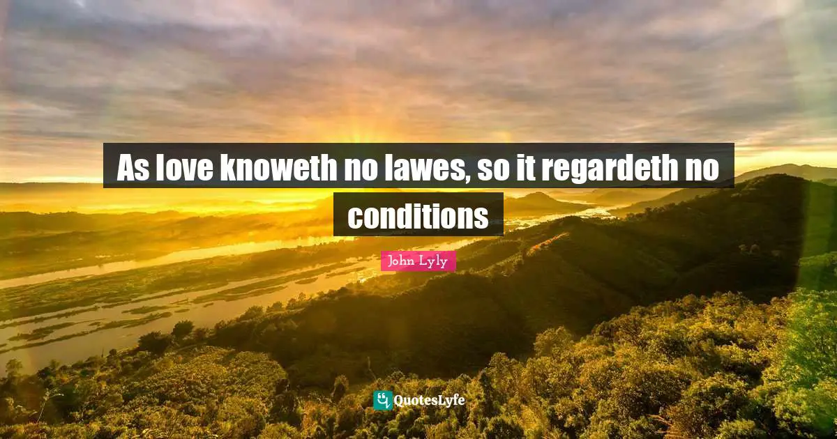 As love knoweth no lawes, so it regardeth no conditions
