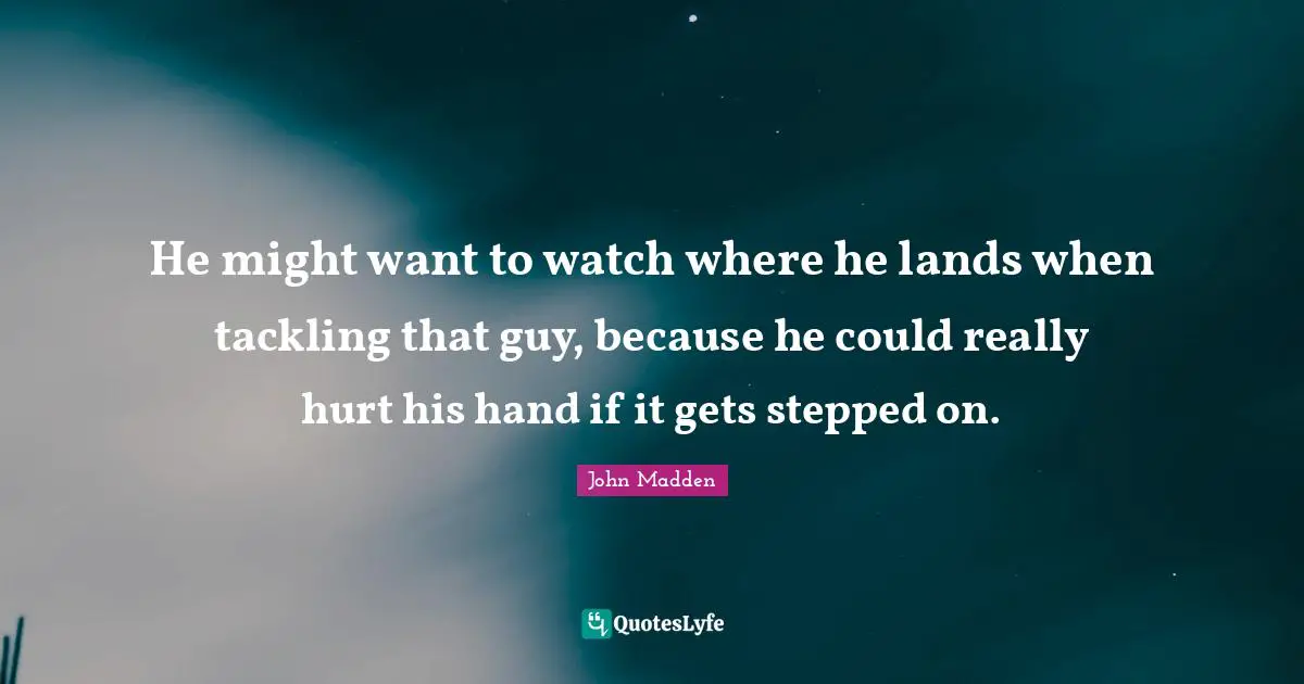 He might want to watch where he lands when tackling that guy, because he could really hurt his hand if it gets stepped on.