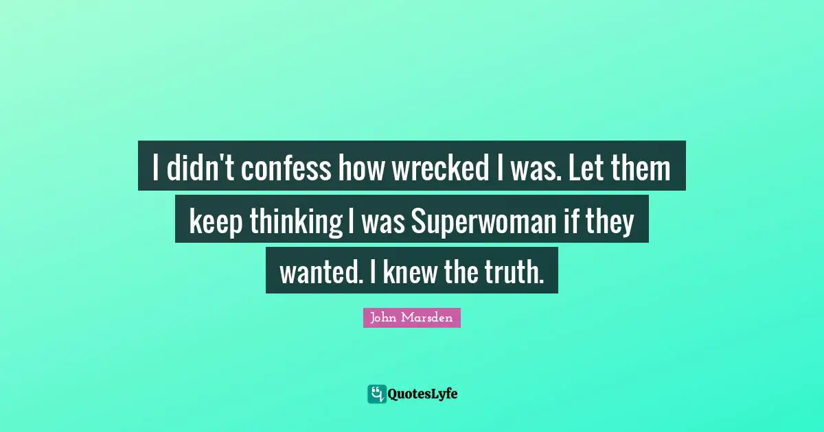 I didn't confess how wrecked I was. Let them keep thinking I was Superwoman if they wanted. I knew the truth.
