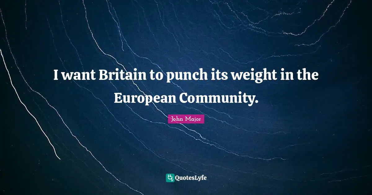 I want Britain to punch its weight in the European Community.