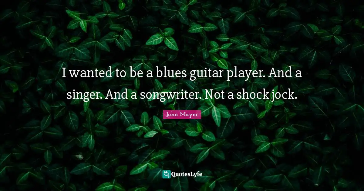 I wanted to be a blues guitar player. And a singer. And a songwriter. Not a shock jock.