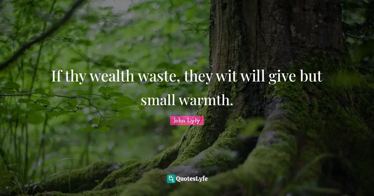 If thy wealth waste, they wit will give but small warmth.