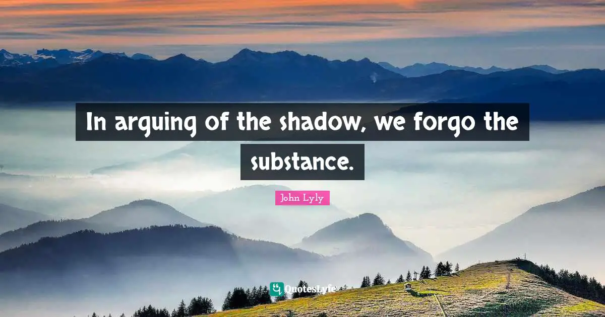 In arguing of the shadow, we forgo the substance.