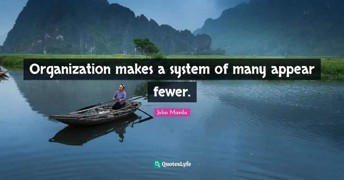 Organization makes a system of many appear fewer.