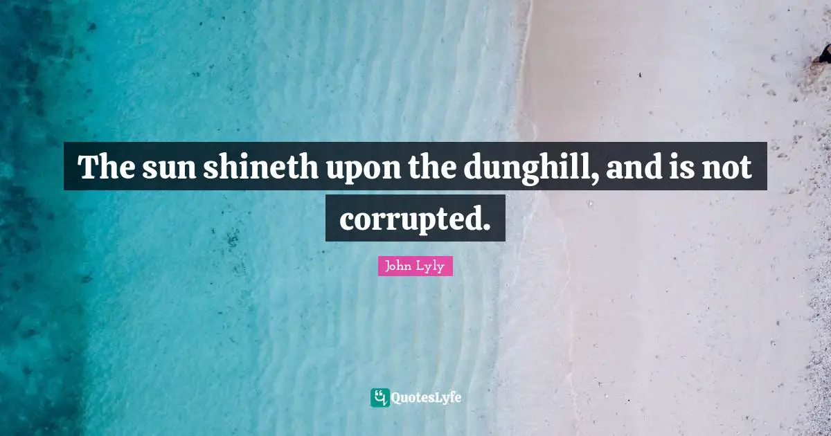 The sun shineth upon the dunghill, and is not corrupted.
