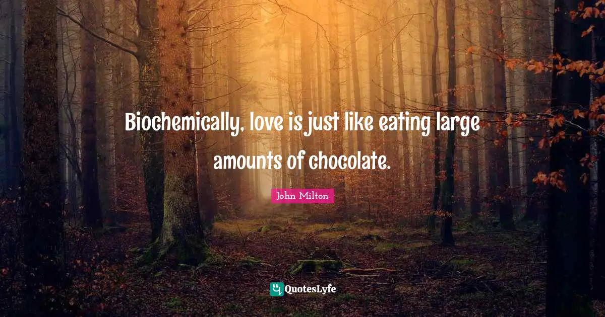 Biochemically, love is just like eating large amounts of chocolate.