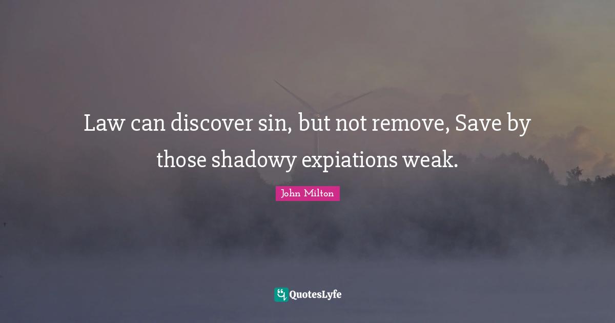 Law can discover sin, but not remove, Save by those shadowy expiations weak.