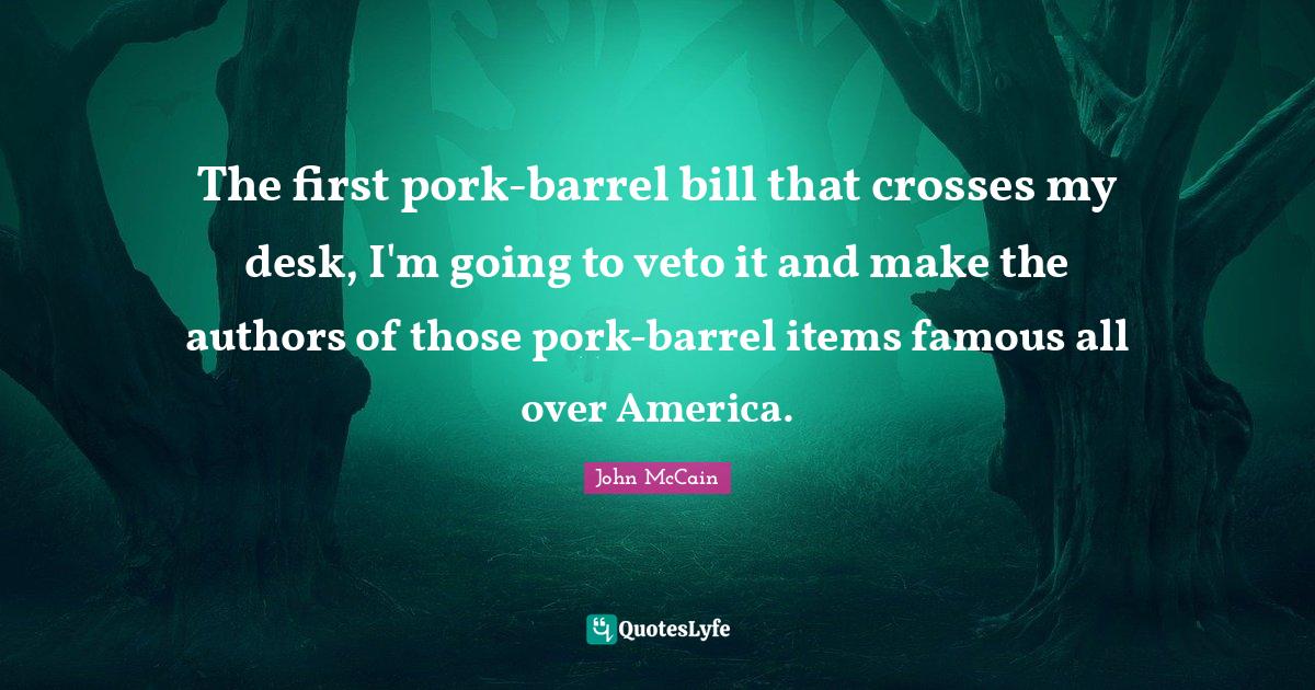 The first porkbarrel bill that crosses my desk, I'm going to veto it
