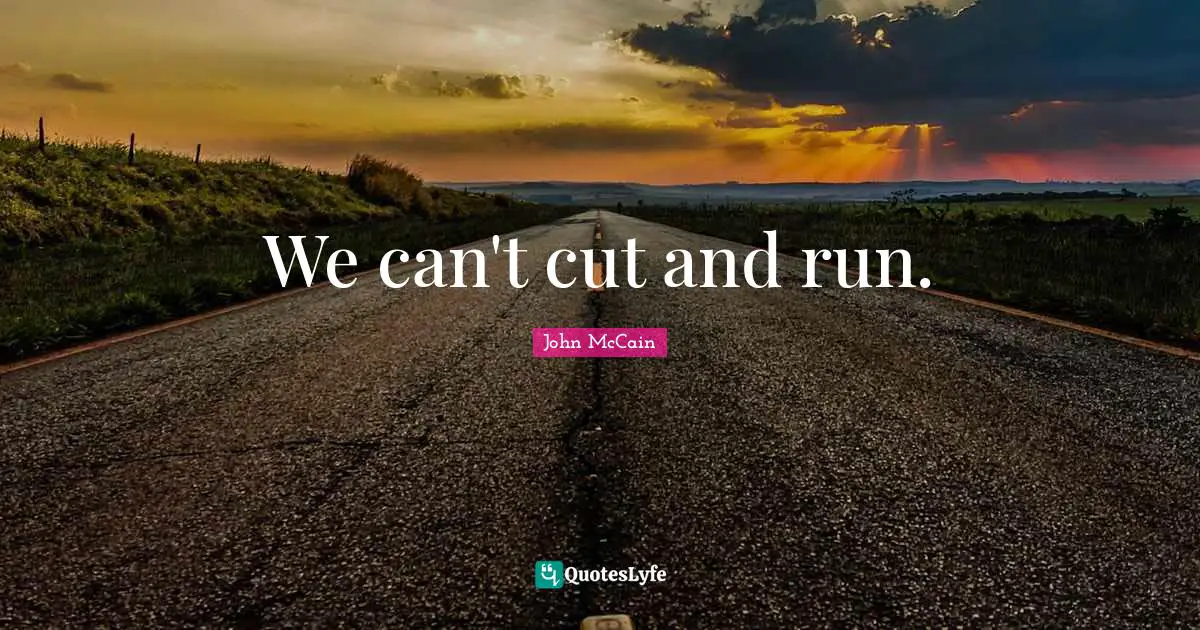 We can't cut and run.