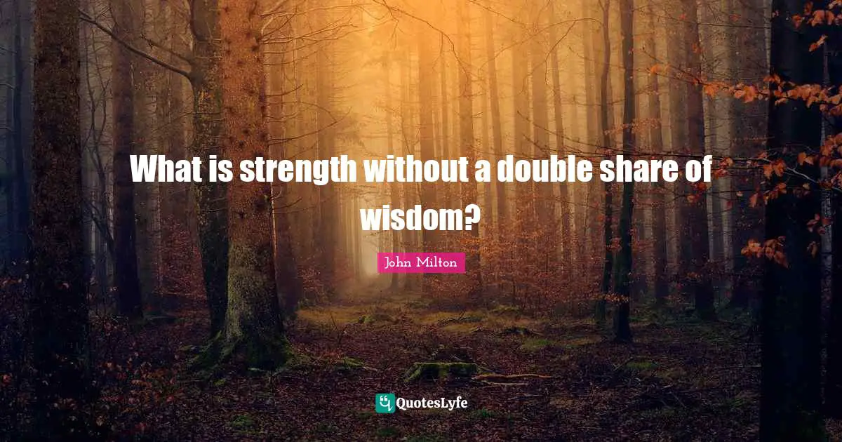 What is strength without a double share of wisdom?