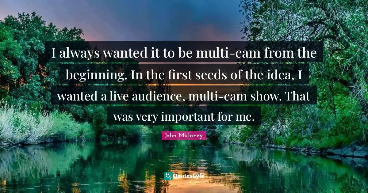 John Mulaney Quotes: "I always wanted it to be multi-cam from the beginning. In the first seeds of the idea, I wanted a live audience, multi-cam show. That was very important for me."