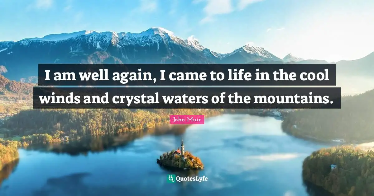 I am well again, I came to life in the cool winds and crystal waters of the mountains.
