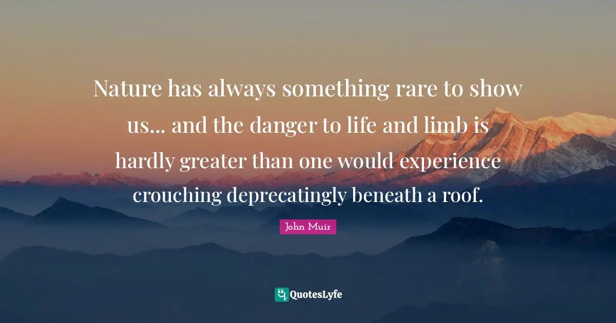 Nature has always something rare to show us... and the danger to life and limb is hardly greater than one would experience crouching deprecatingly beneath a roof.