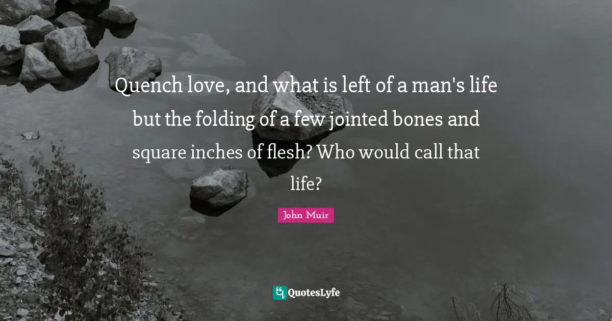 Folding Quotes: "Quench love, and what is left of a man's life but the folding of a few jointed bones and square inches of flesh? Who would call that life?"