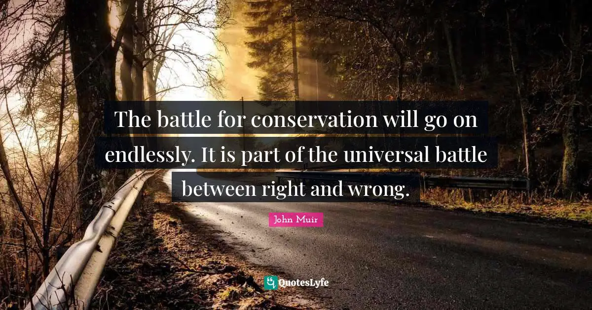The battle for conservation will go on endlessly. It is part of the universal battle between right and wrong.