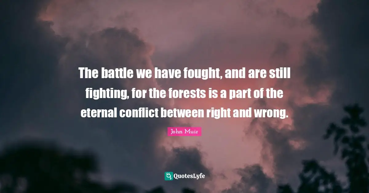 The battle we have fought, and are still fighting, for the forests is a part of the eternal conflict between right and wrong.