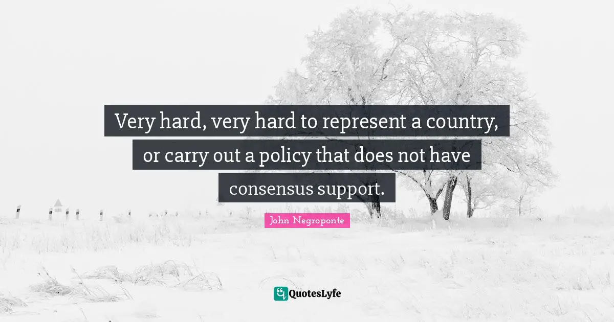 Very hard, very hard to represent a country, or carry out a policy that does not have consensus support.
