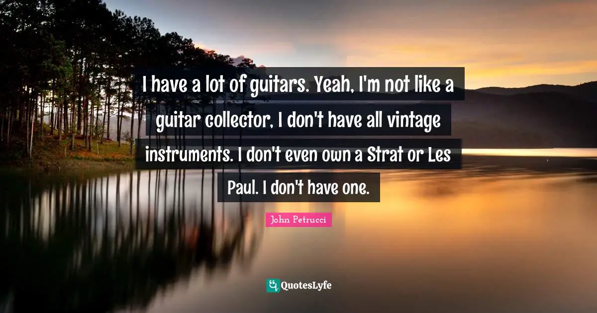 I have a lot of guitars. Yeah, I'm not like a guitar collector, I don't have all vintage instruments. I don't even own a Strat or Les Paul. I don't have one.