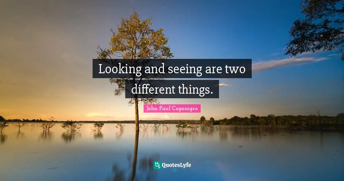 Looking and seeing are two different things.