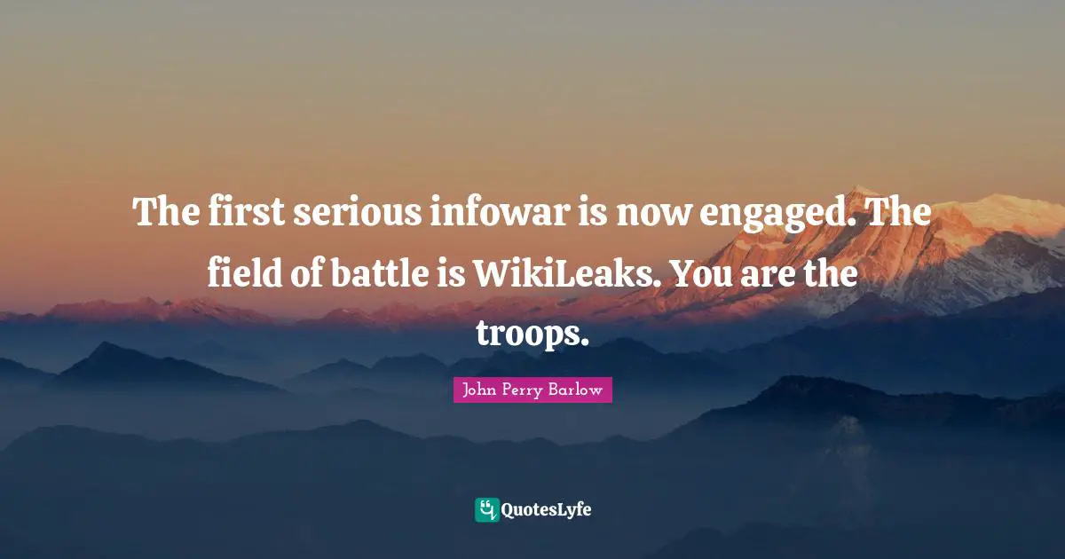 The first serious infowar is now engaged. The field of battle is WikiLeaks. You are the troops.