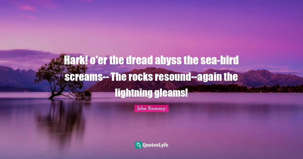 Hark! o'er the dread abyss the sea-bird screams-- The rocks resound--again the lightning gleams!