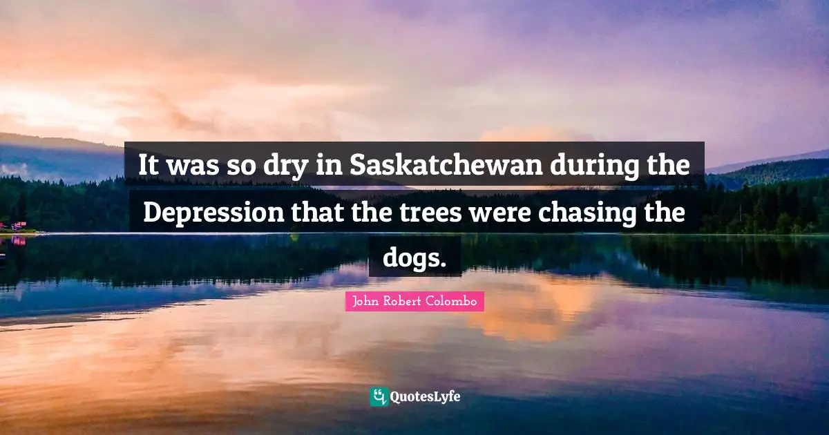 It was so dry in Saskatchewan during the Depression that the trees were chasing the dogs.