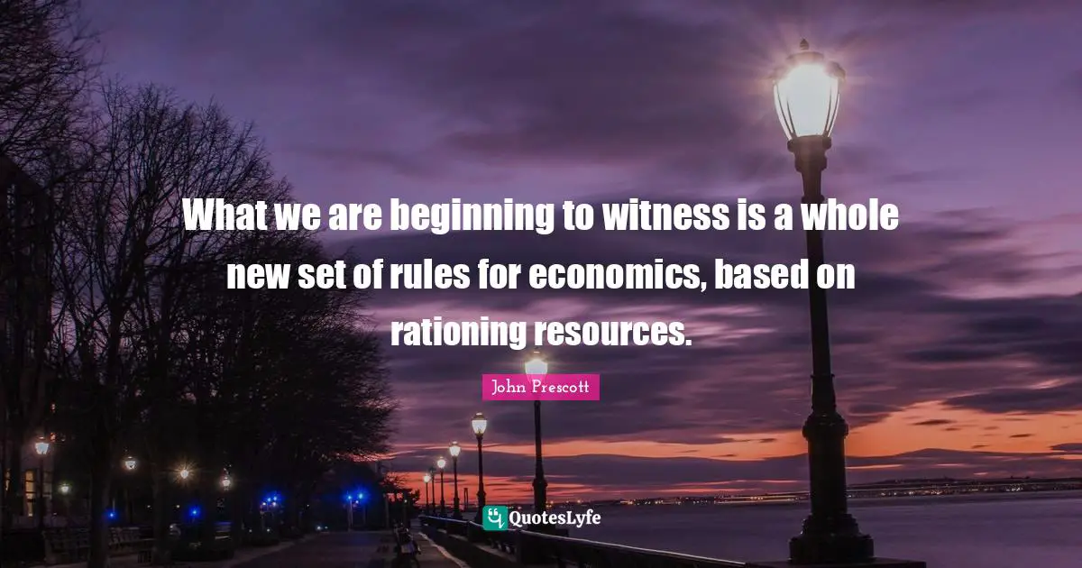 What we are beginning to witness is a whole new set of rules for economics, based on rationing resources.
