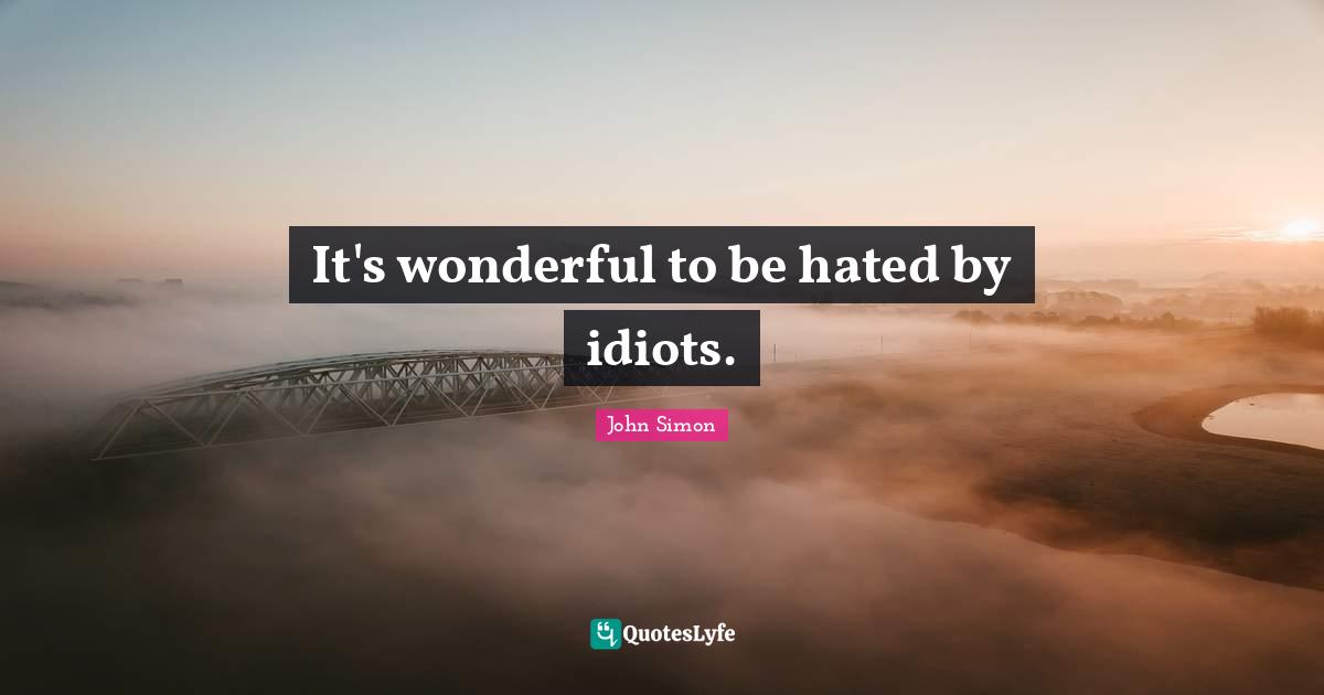 It's wonderful to be hated by idiots.