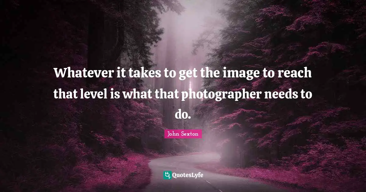 Whatever It Takes Quotes: "Whatever it takes to get the image to reach that level is what that photographer needs to do."