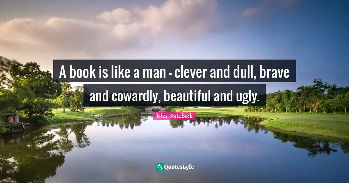 A book is like a man - clever and dull, brave and cowardly, beautiful and ugly.