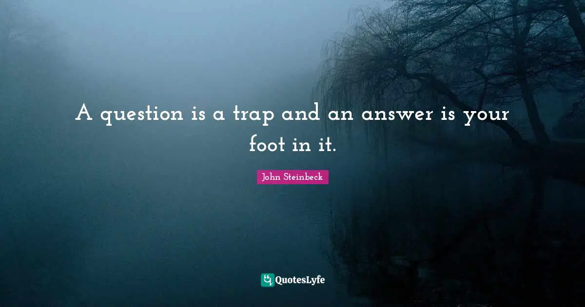 Travels Quotes: "A question is a trap and an answer is your foot in it."