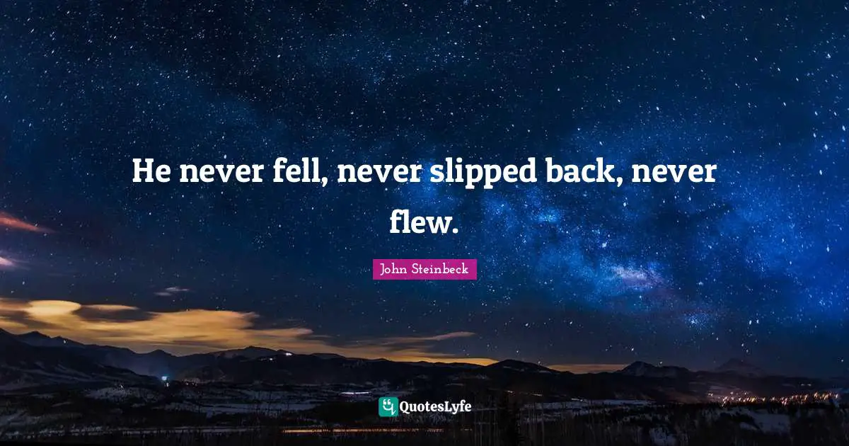 He never fell, never slipped back, never flew.