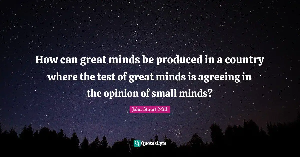 How can great minds be produced in a country where the test of great minds is agreeing in the opinion of small minds?