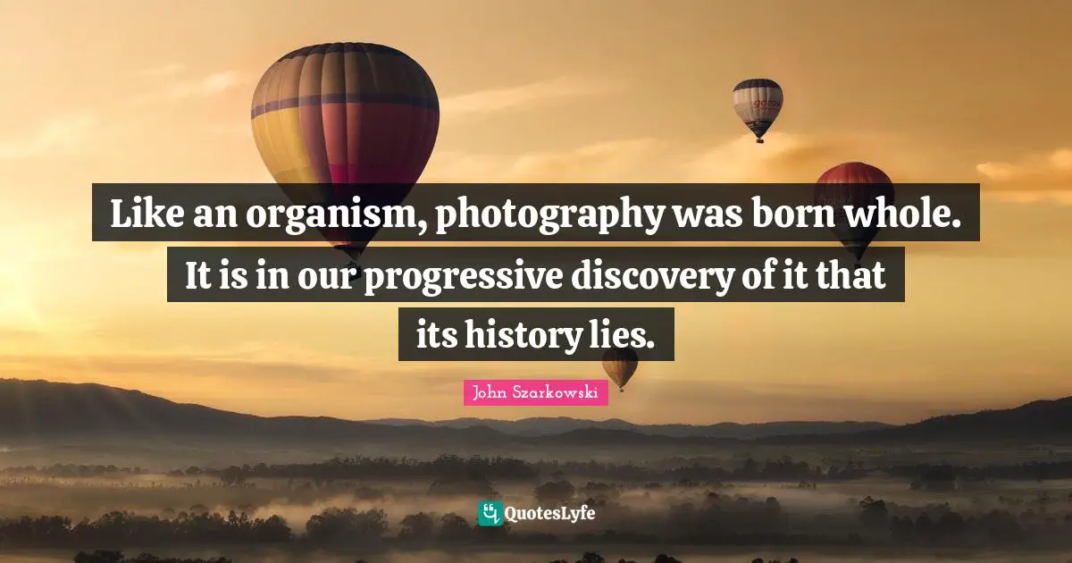 Like an organism, photography was born whole. It is in our progressive discovery of it that its history lies.